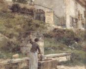 莱昂 奥古斯汀 莱尔米特 : A Woman filling her bucket at a Well